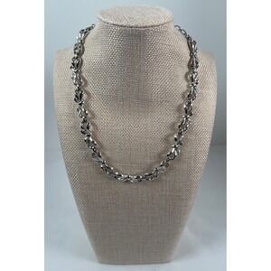 Jewelry VTG 60s Trifari Silver-Tone Bow Link Choker Necklace Hook Ball Closure